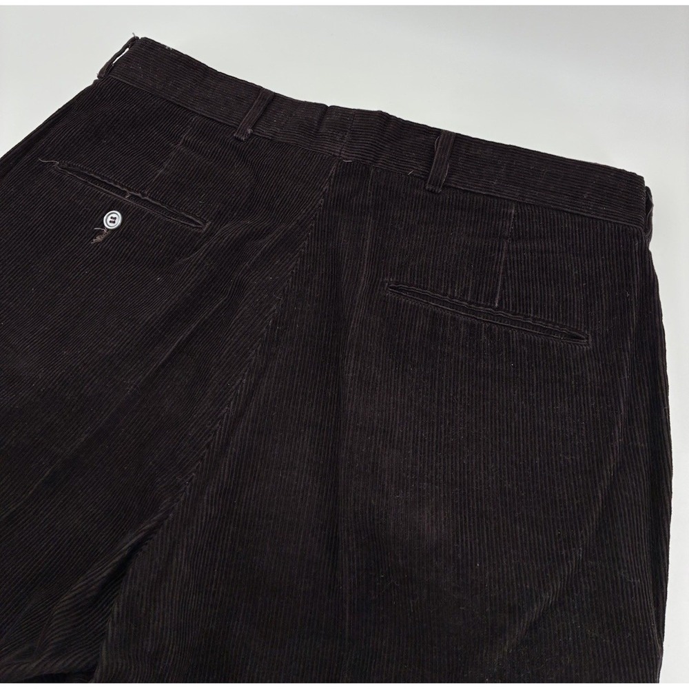 Vintage 1970s MW Brown Corduroy Flare Pants Talon Zipper‎ Trousers 33x30 USA